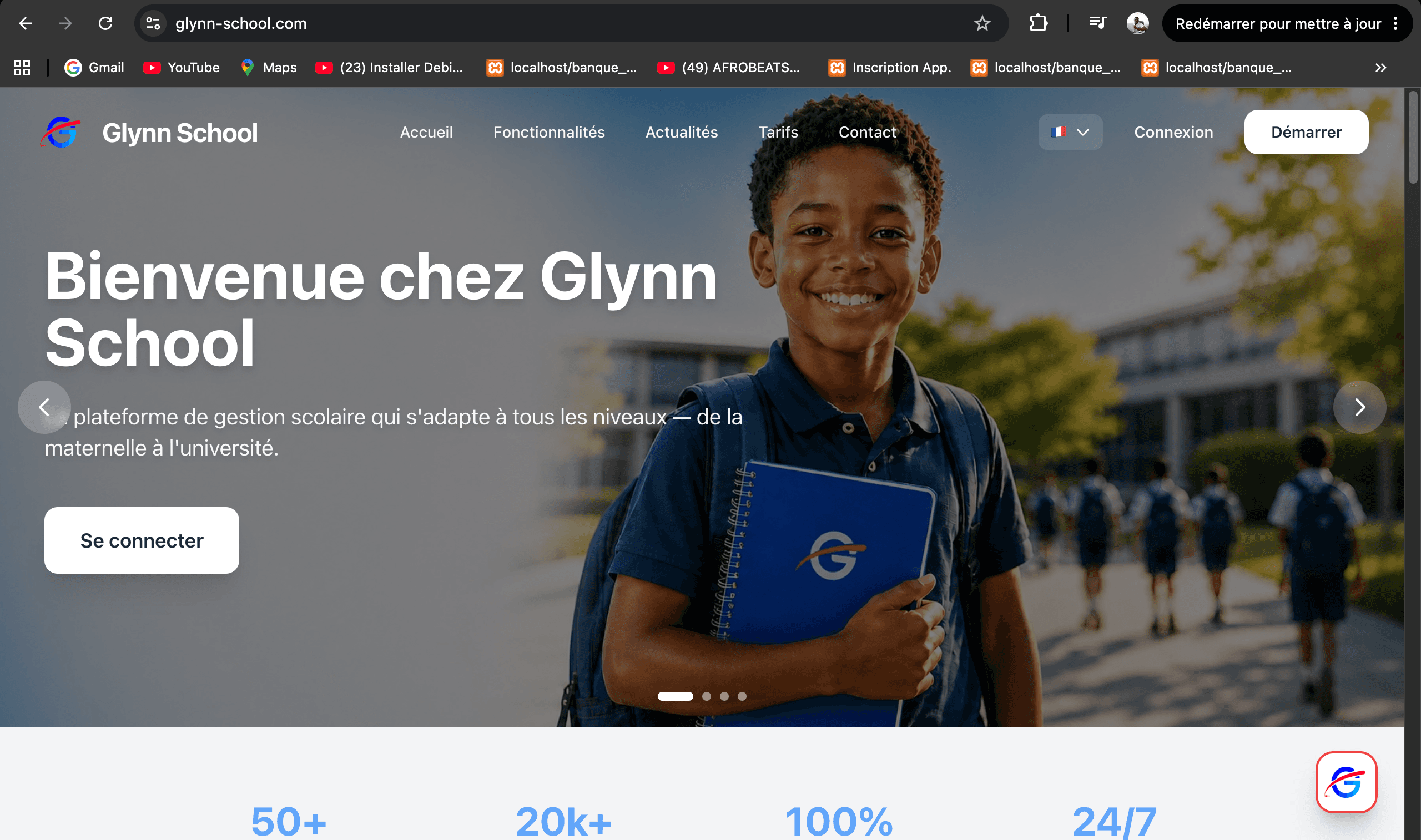 Glynn School — Plateforme de gestion scolaire, de la maternelle à l'université
