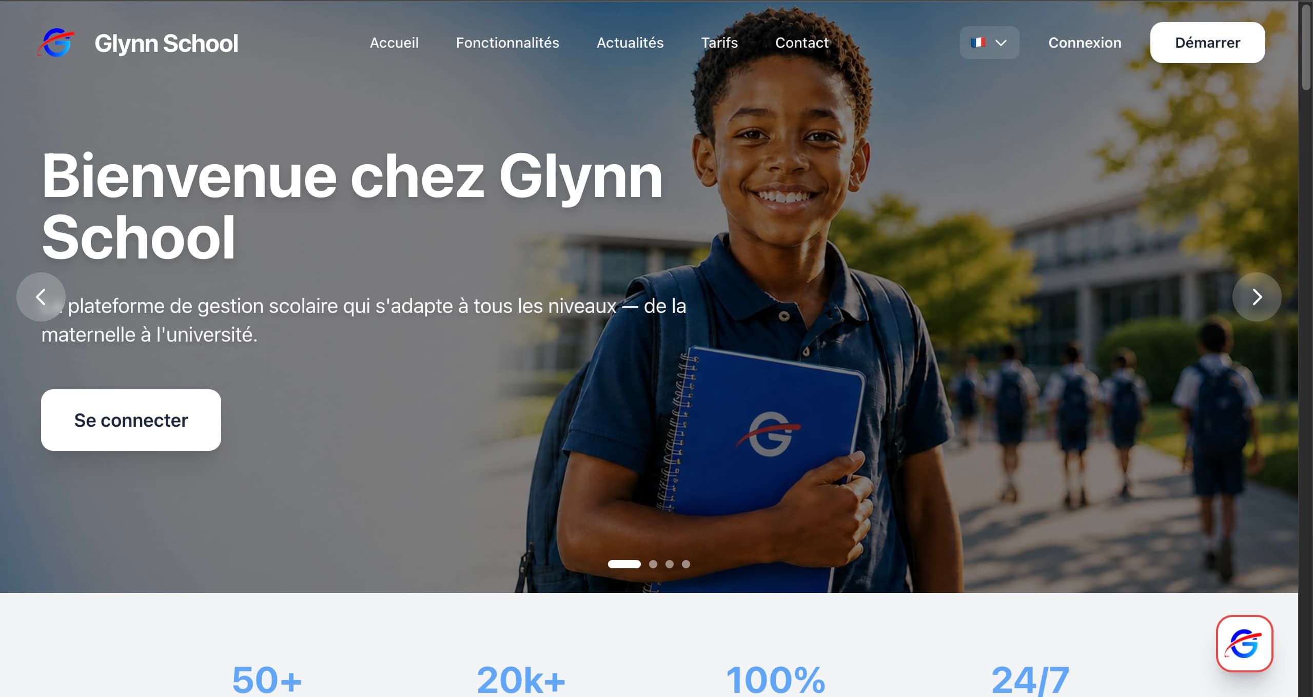 Glynn School — Plateforme de gestion scolaire, de la maternelle à l'université